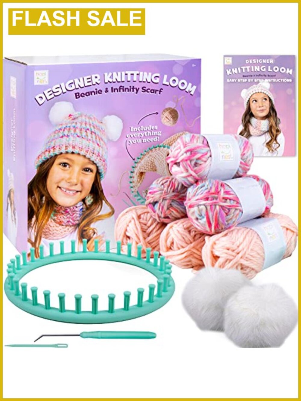 Learn to Knit Hat and Scarf Loom Kit for Kids Beginners